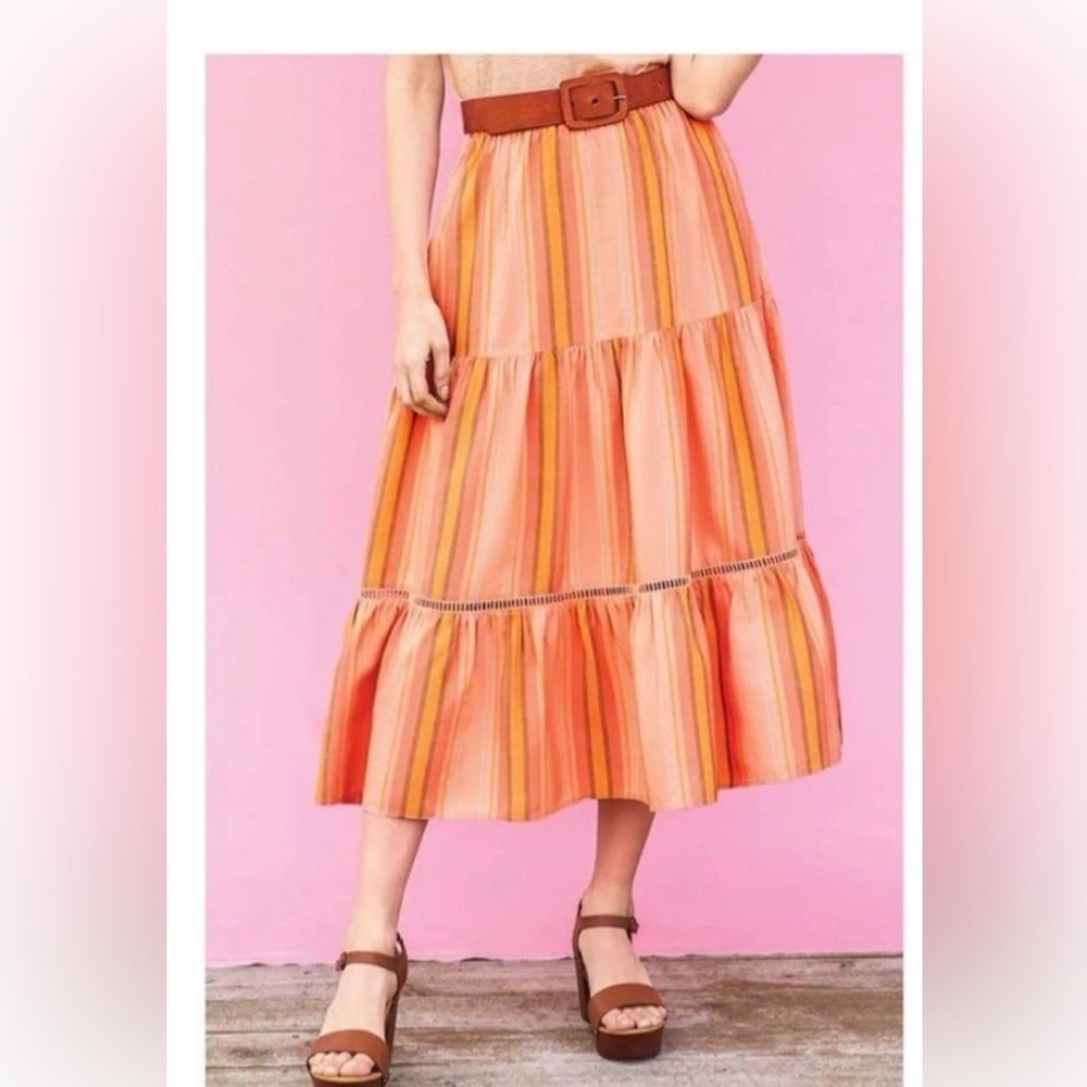 Matilda Jane Vibrant Striped Tiered Maxi Skirt #3187